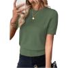image:imageSOLY HUX Womens Short Sleeve Sweater Crew Neck Dressy Casual Knit TopsPure Green