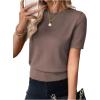 image:imageSOLY HUX Womens Short Sleeve Sweater Crew Neck Dressy Casual Knit TopsPure Mocha Brown