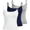 image:imageSOLY HUX Womens Sleeveless Crop Camisole 3 Packs Spaghetti Strap Tank Tops Slim Fit Cami ShirtsWhite Dark Blue Grey