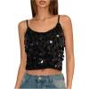 image:imageSOLY HUX Womens Sparkly Sequin Tops Spaghetti Strap Scoop Neck Summer Camisole Going Out Party Club TopPlain Black