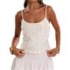 image:imageSOLY HUX Womens Sparkly Sequin Tops Spaghetti Strap Scoop Neck Summer Camisole Going Out Party Club TopPlain White
