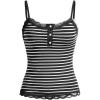 image:imageSOLY HUX Womens Striped Lace Trim Cami Crop Top Button Front Spaghetti Strap Y2k TopsBlack and White Striped