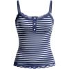 image:imageSOLY HUX Womens Striped Lace Trim Cami Crop Top Button Front Spaghetti Strap Y2k TopsBlue Striped