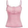 image:imageSOLY HUX Womens Striped Lace Trim Cami Crop Top Button Front Spaghetti Strap Y2k TopsPlain Pink