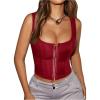 image:imageSOLY HUX Womens Y2K Vintage Strapless Overbust Corset Top Corset Boned LaceUp Back Bodyshaper Crop Bandeau TopPlain Red