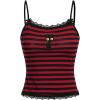 image:imageSOLY HUX Womens Y2k Lace Striped Cami Crop Tops Spaghetti Strap Cat Embroidery CamisoleRed and Black Striped