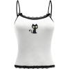 image:imageSOLY HUX Womens Y2k Lace Striped Cami Crop Tops Spaghetti Strap Cat Embroidery CamisoleWhite Cat