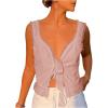 image:imageSOLY HUX Womens Y2k Lace Trim Open Tie Front Tank Top V Neck Sleeveless TopsPure Pink