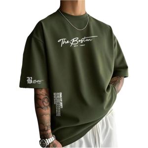 image:imageSOLY HUX Mens Summer Letter Graphic Tees Casual Short Sleeve Crew Neck T ShirtsArmy Green Letter