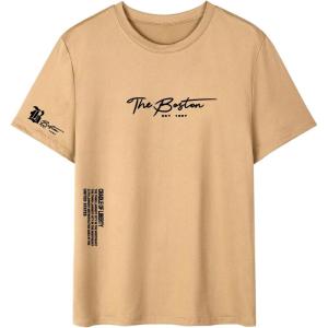 image:imageSOLY HUX Mens Summer Letter Graphic Tees Casual Short Sleeve Crew Neck T ShirtsBrown Letter