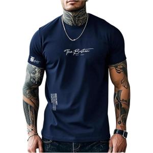 image:imageSOLY HUX Mens Summer Letter Graphic Tees Casual Short Sleeve Crew Neck T ShirtsDark Blue Letter