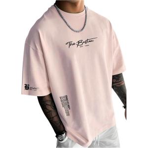 image:imageSOLY HUX Mens Summer Letter Graphic Tees Casual Short Sleeve Crew Neck T ShirtsPink Letter