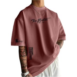 image:imageSOLY HUX Mens Summer Letter Graphic Tees Casual Short Sleeve Crew Neck T ShirtsRed Letter