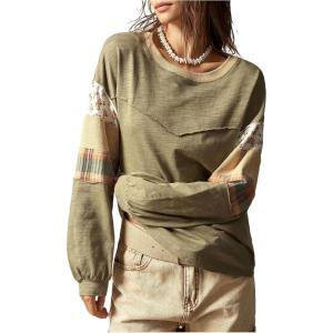 image:imageSOLY HUX Womens Boho Floral T Shirt Crew Neck Long Sleeve Patched Tee Casual Loose Fit TopsMulticolor Floral