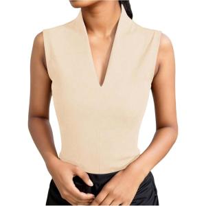 image:imageSOLY HUX Womens Dressy Tank Tops V Neck Sleeveless Business Casual Work Office TopsPure Apricot