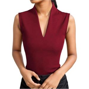 image:imageSOLY HUX Womens Dressy Tank Tops V Neck Sleeveless Business Casual Work Office TopsPure Burgundy