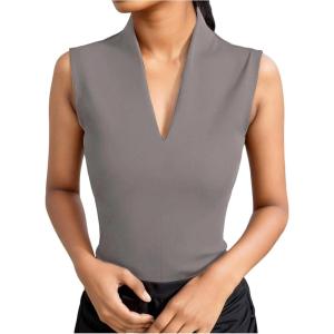 image:imageSOLY HUX Womens Dressy Tank Tops V Neck Sleeveless Business Casual Work Office TopsPure Grey