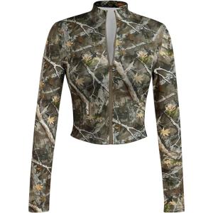 image:imageSOLY HUX Womens Full Zip Workout Running Crop Tops Athletic Jacket Long Sleeve Yoga Cropped Tee ShirtsGreen Camo