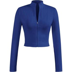 image:imageSOLY HUX Womens Full Zip Workout Running Crop Tops Athletic Jacket Long Sleeve Yoga Cropped Tee ShirtsRoyal Blue