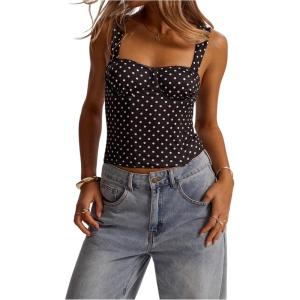 image:imageSOLY HUX Womens Polka Dots Corset Tops Y2k Sleeveless Bustier Going Out Crop Tank TopBlack Polka Dots