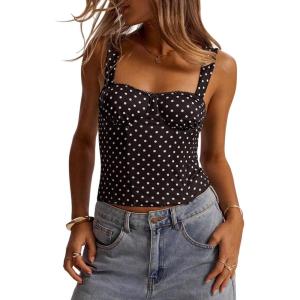 image:imageSOLY HUX Womens Polka Dots Corset Tops Y2k Sleeveless Bustier Going Out Crop Tank TopBlack Polka Dots Print
