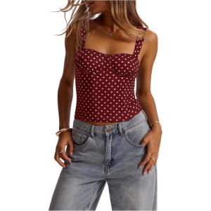image:imageSOLY HUX Womens Polka Dots Corset Tops Y2k Sleeveless Bustier Going Out Crop Tank TopBurgundy Polka Dots