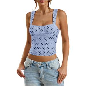 image:imageSOLY HUX Womens Polka Dots Corset Tops Y2k Sleeveless Bustier Going Out Crop Tank TopLight Blue Polka Dots