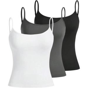 image:imageSOLY HUX Womens Sleeveless Crop Camisole 3 Packs Spaghetti Strap Tank Tops Slim Fit Cami ShirtsBlack Dark Grey White