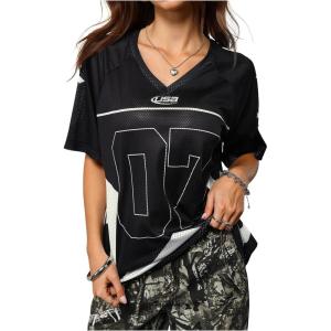 image:imageSOLY HUX Womens Y2k Leopard Number Graphic Oversized Tops Football Jersey Shirts StreetwearBlack Number