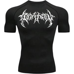 image:imageSOLY HUX Workout Shirts for Men Gothic Graphic Tees Short Sleeve Athletic T Shirt Running Gym TopsBlack Graphic