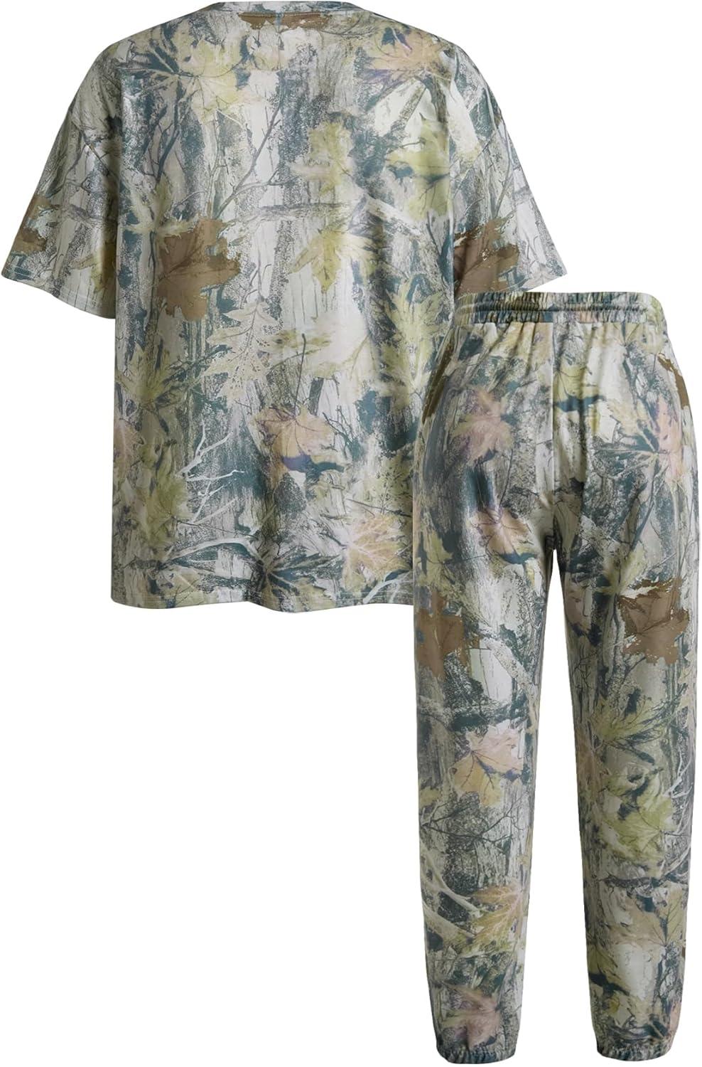 image:imageSOLY HUX Mens Camo Print Outfits Short Sleeve T Shirt and Jogger Pants Outdoor 2 Piece SetMulticolored