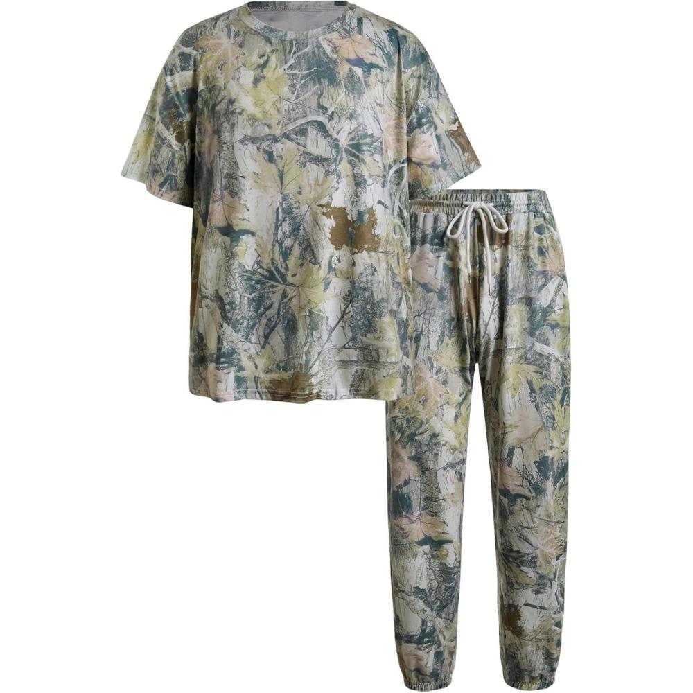image:imageSOLY HUX Mens Camo Print Outfits Short Sleeve T Shirt and Jogger Pants Outdoor 2 Piece SetMulticolored