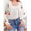 image:imageSOLY HUX Girls Cherry Graphic Open Front Crop Cardigan V Neck Long Sleeve Sweater Tops Fall ClothesWhite Cherry