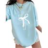image:imageSOLY HUX Girls Graphic Tees Bow Print Short Sleeve Crewneck T Shirt Drop Shoulder Casual Summer TopsBlue Bow