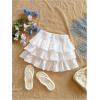 image:imageSOLY HUX Girls Ruffle Mini Skirt Elastic Waist Layered A Line Textured Summer SkirtsPlain White