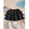 image:imageSOLY HUX Girls Ruffle Mini Skirt Elastic Waist Layered A Line Textured Summer SkirtsPure Black
