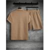 image:imageSOLY HUX Mens 2 Piece Shorts Sets Casual Beach Outfits Short Sleeve Button Down Hawaiian Shirt SetsPure Khaki Textured