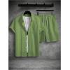 image:imageSOLY HUX Mens 2 Piece Shorts Sets Casual Beach Outfits Short Sleeve Button Down Hawaiian Shirt SetsPure Mint Green Textured