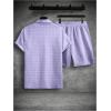 image:imageSOLY HUX Mens 2 Piece Shorts Sets Casual Beach Outfits Short Sleeve Button Down Hawaiian Shirt SetsPure Purple Textured