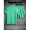 image:imageSOLY HUX Mens 2 Piece Shorts Sets Casual Beach Outfits Short Sleeve Button Down Hawaiian Shirt SetsSolid Mint Green Textured