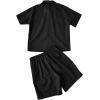 image:imageSOLY HUX Mens 2 Piece Summer Outfits Graphic Zip Up Short Sleeve Collared Shirt and Shorts Set Casual TracksuitBlack Star