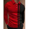 image:imageSOLY HUX Mens Golf Color Block Tennis Shirts Long Sleeve Collared Business TShirtRed and Black