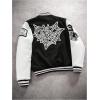 image:imageSOLY HUX Mens Letter Graphic Color Block Varsity Jacket Long Sleeve Y2k Streetwear Baseball JacketBlack Graphic Print
