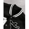 image:imageSOLY HUX Mens Letter Graphic Color Block Varsity Jacket Long Sleeve Y2k Streetwear Baseball JacketBlack Graphic Print