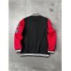 image:imageSOLY HUX Mens Letter Graphic Color Block Varsity Jacket Long Sleeve Y2k Streetwear Baseball JacketBlack and Red Graphic