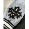 image:imageSOLY HUX Mens Letter Graphic Color Block Varsity Jacket Long Sleeve Y2k Streetwear Baseball JacketLight Grey Letter Graphic