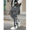 image:imageSOLY HUX Mens Letter Graphic Flare Sweatpants Drawstring Elastic Waist Cargo Pants with PocketsDark Grey Letter