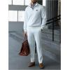 image:imageSOLY HUX Mens Quarter Zip Up Sweatshirts Mock Neck Pullover Hoodies Long Sleeve Cable Knit TopsPure White