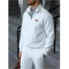 image:imageSOLY HUX Mens Quarter Zip Up Sweatshirts Mock Neck Pullover Hoodies Long Sleeve Cable Knit TopsPure White