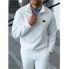 image:imageSOLY HUX Mens Quarter Zip Up Sweatshirts Mock Neck Pullover Hoodies Long Sleeve Cable Knit TopsPure White